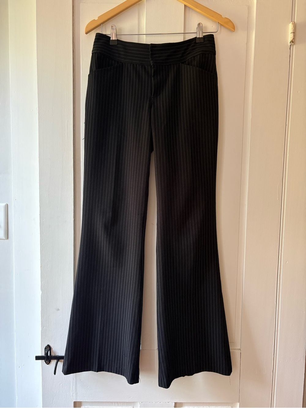 Black Vintage Y2K Pinstripe Flare Pants